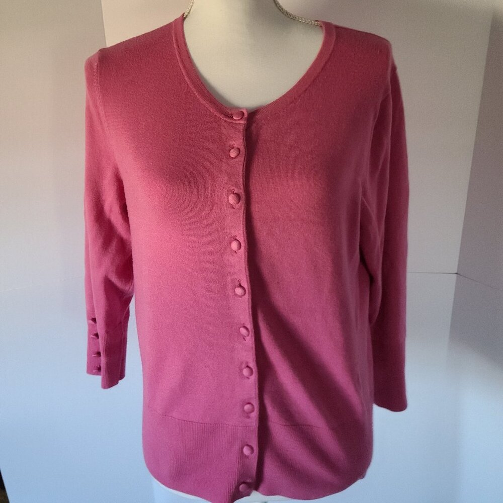 GRACE ELEMENTS PETITE (PL) TEN BUTTON CARDIGAN  3/4 SLEEVES BUTTONS ON CUFFS